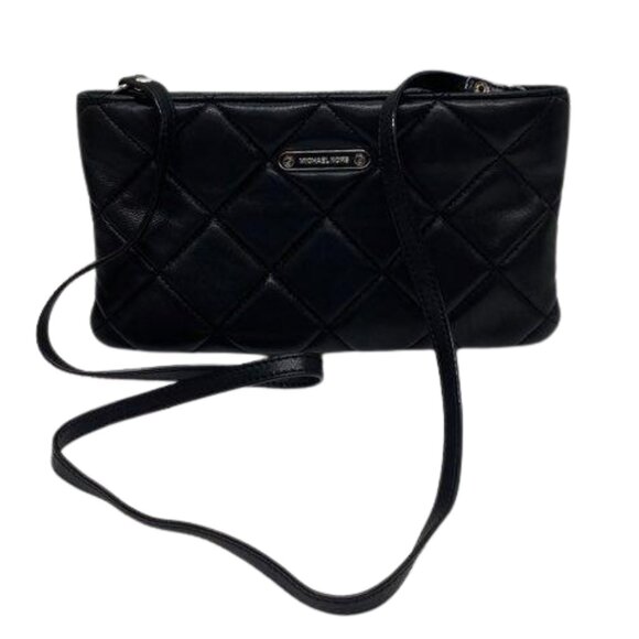 Michael Kors Webster Quilted Leather Wallet Crossbody Clutch in Black - Picture 2 of 7